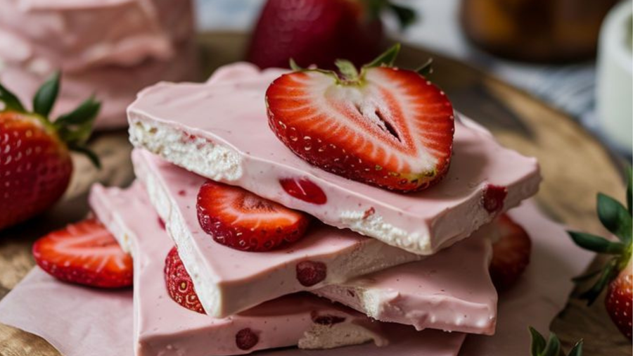 STRAWBERRY KEFIR BARK . NO SUGAR
