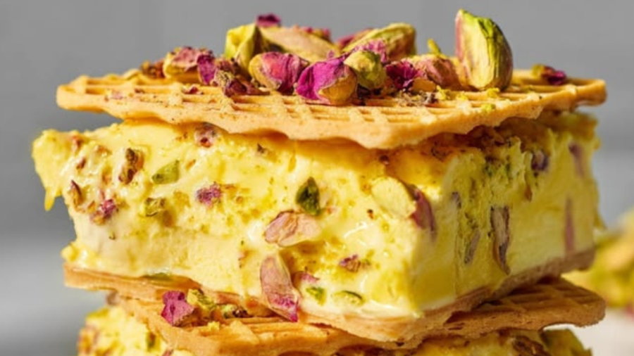 SAFFRON ICE CREAM SANDWICH . NO SUGAR